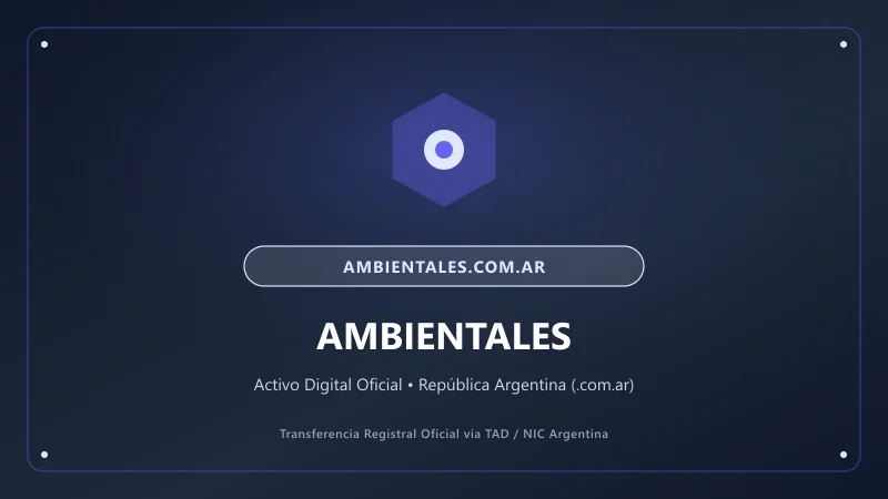 Identidad visual y presentación comercial del nombre de dominio ambientales.com.ar en venta